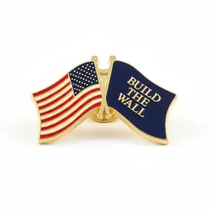 American Flag - Build the Wall Flag Enamel Lapel Pin