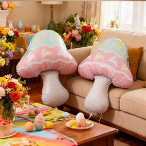 Easter Matte Mushroom Aluminum Foil Balloons, Easter Holiday Party Decoration, Birthday Event Decorations, 1/2pcs