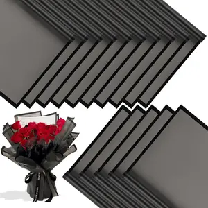 20 Sheets Flower Wrapping Paper - Waterproof Floral Bouquet Wrapping Paper Black Korean Florist Supplies Packaging Paper for DIY Crafts Wedding Birthday Gift COIDEA