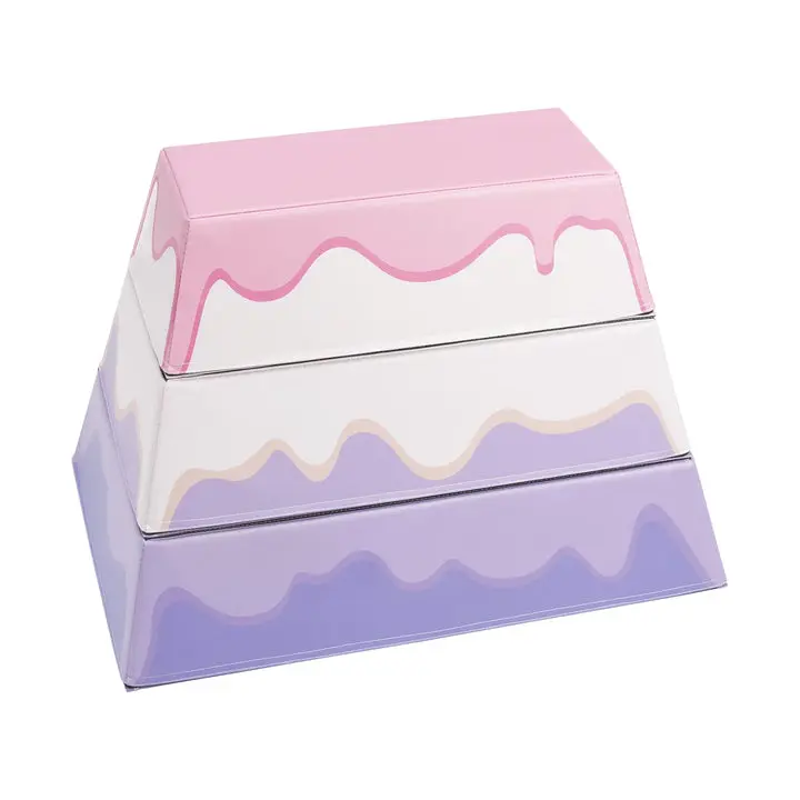 Kangaroo Hoppers 3-Layer Cake Themed Foam PVC Vaulting Box, Home Organizer Storage Bin with 3-Layer Foam Construction, Three Layers