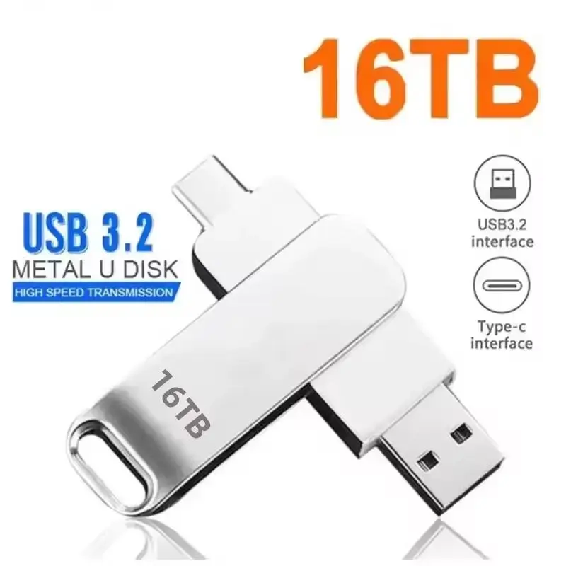 Best 16TB USB Flash Drive USB 3.2 Memories Type-c 2-In-1 8TB 16TB OTG Pendrive 128GB 2TB High Speed Flash Disk For Computer