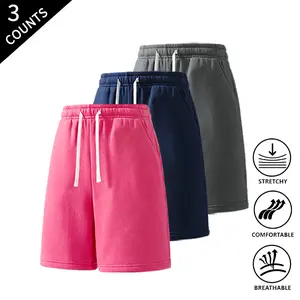 3-Pack Men’s Casual Sweat Shorts – Elastic Drawstring, Loose Fit, Comfortable Athletic Shorts, Soft & Breathable for Summer Workouts, Loungewear, and Gym