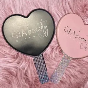 GIA Beauty Heart Handheld Small Mirror - Glitter Accents & Elegant Design for Personal Care