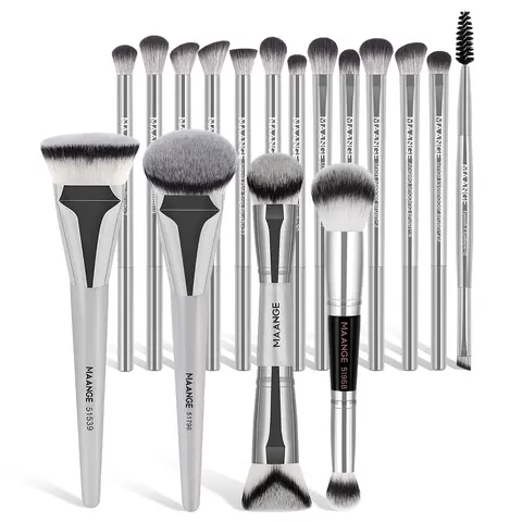 MAANGE 17pcs Prodessional Kabuki Makeup Brushes Set, Face Makeup Brushes, Cosmetic Brushes, Foundation Brush Powder Brush Contour Brush Concealer Brush Eyeshadow Brush Blending Brush Eyelash & Eyebrow Brush, Makeup Accessories Gifts for Friends