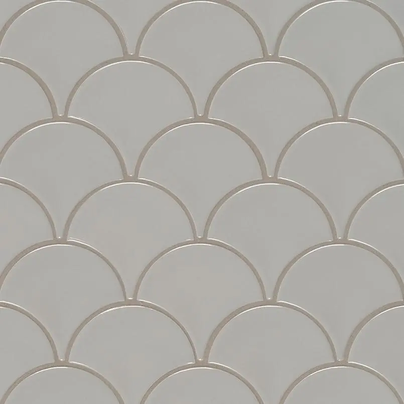 Gray Scallop Glossy Glazed 10.74x10.2 Ceramic Mosaic Tile