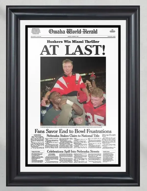 1994 Nebraska Cornhuskers NCAA College Football National Champions Front Poster Print - NO FRAME