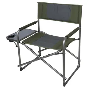 Oversized Director Chair with Side Table for Outdoor, Adult, Green Fabric