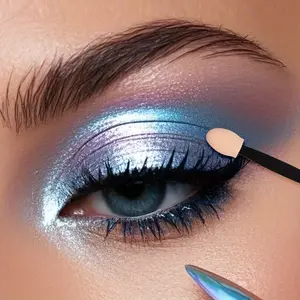 1 Pc Laser Chameleon Nail Shadow Mixed Magic Mirror Powder Iridescent Glitter + 1 Brush, Mirror Effect Magic Mirror Powder for Nail Art, Can Be Mixed with Eyeshadow And Lip Makeup, Suitable for Facial Decoration, Metallic Texture