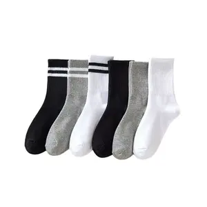 Women's Solid Color Mid Calf Crew Socks, Japanese Ins Style Slouchy Stacked Long Socks, Couple Casual Sports Warm Socks for Autumn Winter