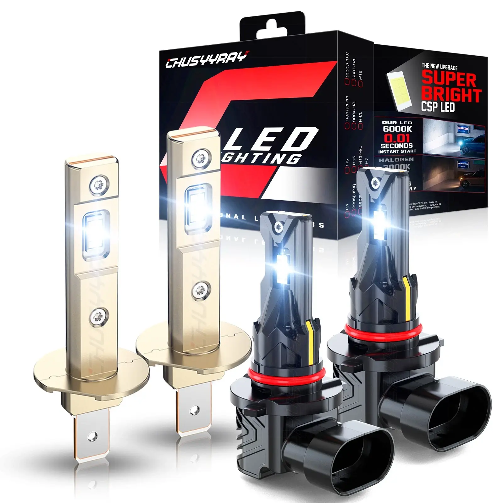 4pcs H1 9005 HB3 LED Headlight Conversion Bulbs High Low For Acura RSX 2006-2005, Led Lights, Brightening