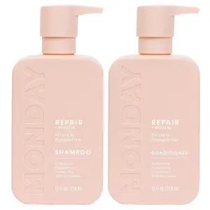 MONDAY HAIRCARE Repair Shampoo and Conditioner Set 12oz for Dry to Damaged Hair, Made with Keratin, Coconut Oil, Shea Butter and Vitamin E