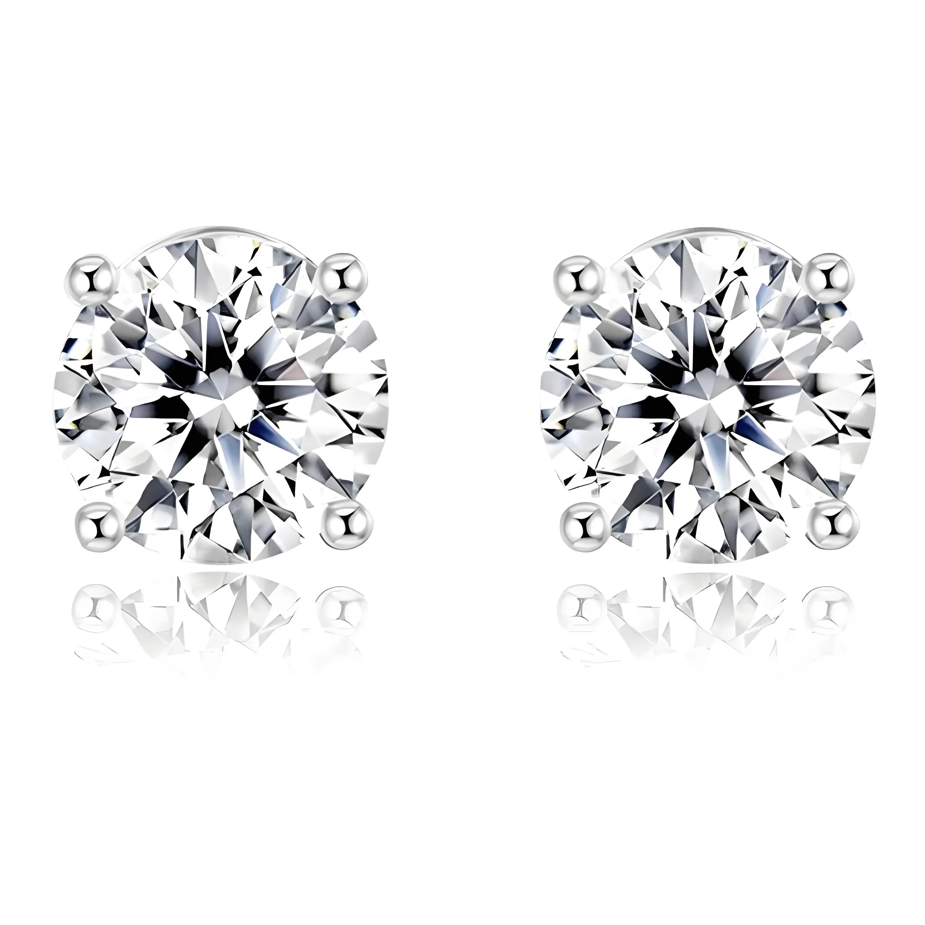 【1.0ct Lab Diamond】  Four Prong Studs Earring -E VS1 Totally stone 2.0ct