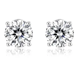 【1.0ct Lab Diamond】  Four Prong Studs Earring -E VS1 Totally stone 2.0ct
