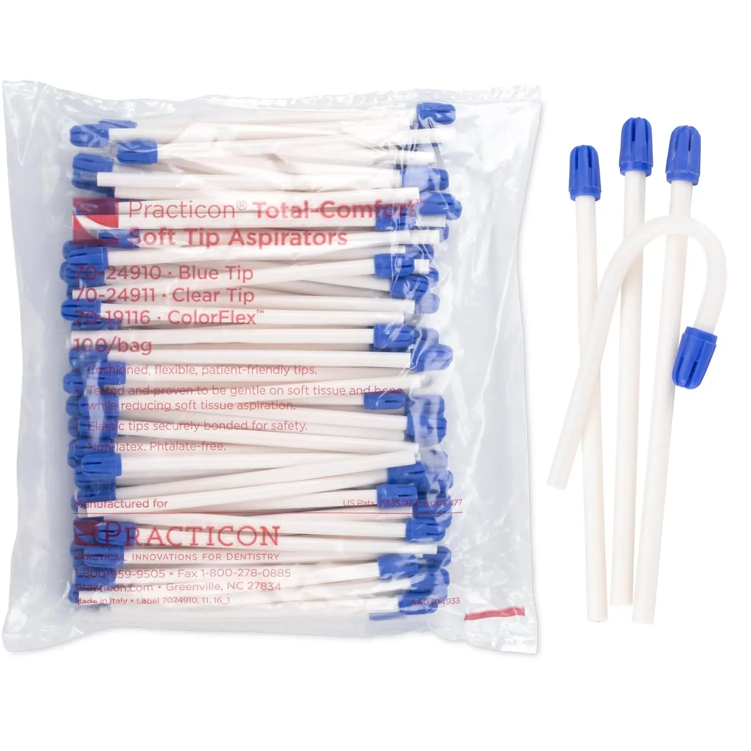Total-Comfort Soft Tip Aspirators Disposable Saliva Ejectors White Tube Pack of 100