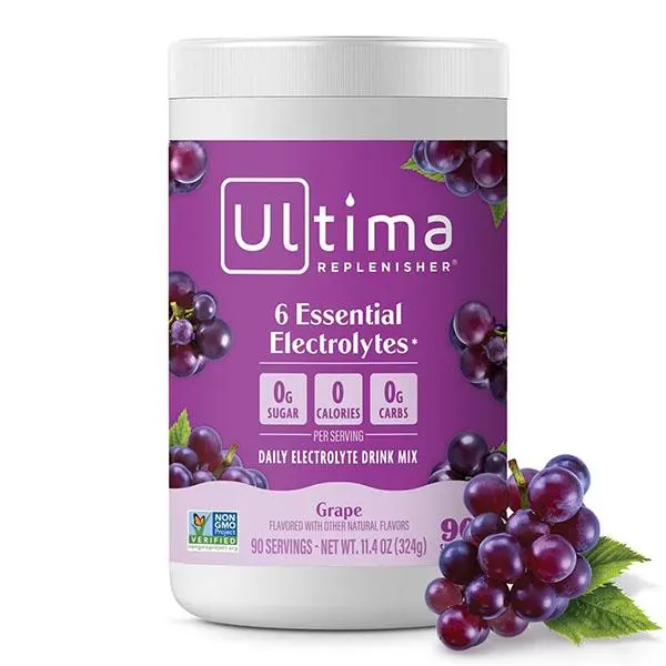 Ultima Replenisher Daily Electrolyte Powder Drink Mix, 90-Serving Canister | Zero Sugar Grape Hydration Powder with 6 Electrolytes & Minerals - Sugar Free, Plant-Based & Keto Friendly