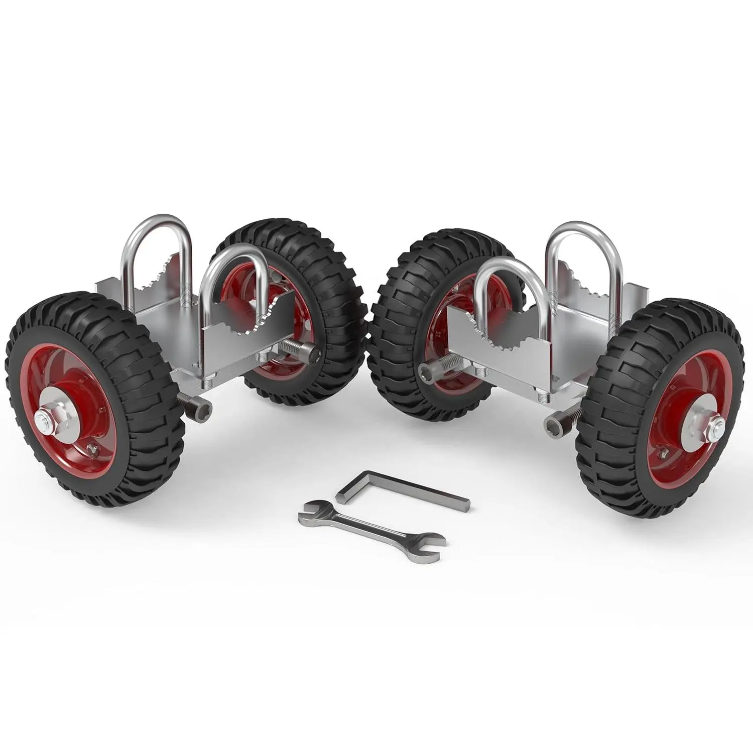 8 Inch Heavy Duty Gate Support Wheel for Dragging Sliding Gates, Double U-Bolt Rubber Roller for Metal Tube Driveway & Chain Link Fence Gates