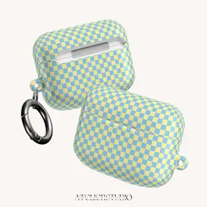 Blue Yellow Checkerboard AirPod Case | airpods, airpods case, airpods case cute, airpods pro case
