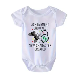 Achievement Unlock New Character Create Game Machine Pattern Graphic Newborn Outdoor Onesie, Baby Crawling Suit Pregnancy Notice, for Outdoor