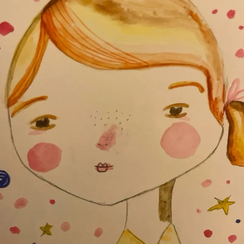 4" x 6" Collectible Illustration Art Print, Titled "Girl" by Artist Rachael Caskey