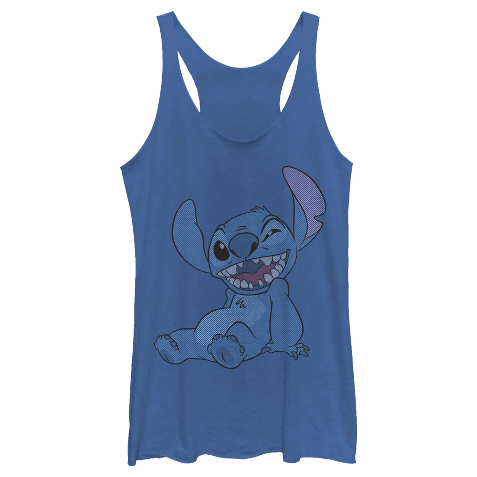 Women's Lilo & Stitch Halftone Smile Racerback Tank Top, Alien, Apparel