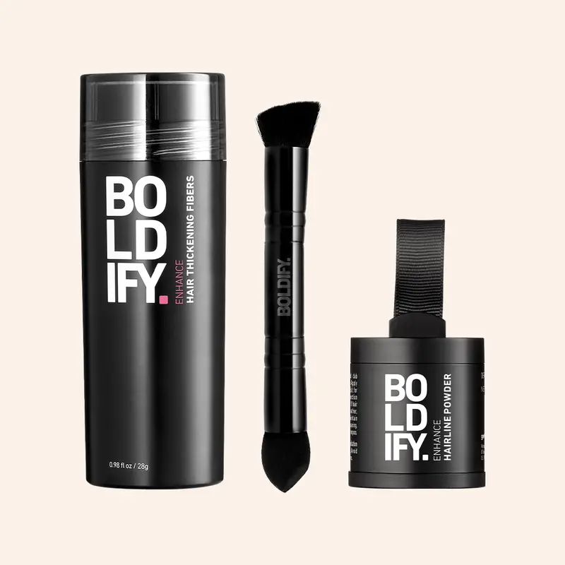 Boldify Haircare Thinning Hair Build & Conceal Powder Bundle - 10g, Redensyl, Color Correction, Styling Fix, Temporary Root Touch Up, Hairline Enhancement, FREE Brush, 120-Day 100% Money Back Guarantee