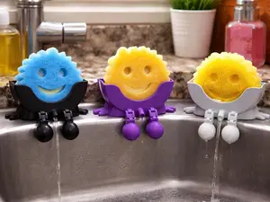 Sponge Holder - Articulated Arms & Dangling Legs - Fits Standard Round Sponges - Perfect for Kitchens & Craft Rooms - Available in Multiple Colors