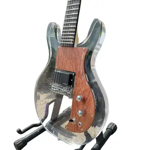 Transparent Acrylic Body Guitar Rosewood Pickguard EMG pickup Maple neck
