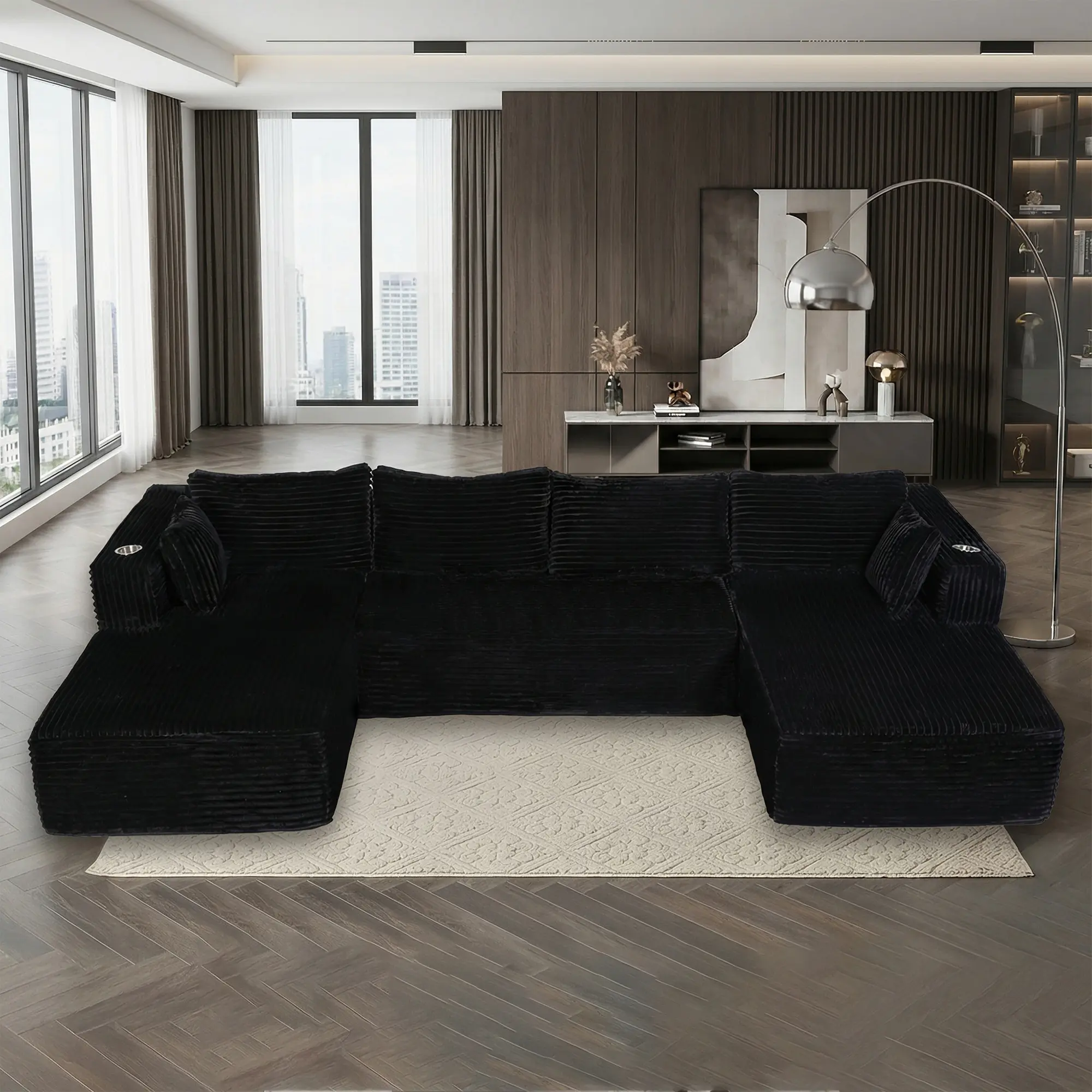 Black-U (Cup holder + Side pocket)