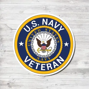 U.S. Navy Veteran Sticker, Military Seal Decal, United States Navy Emblem Vinyl Sticker for Car Laptop Helmet, Patriotic Gift for Veterans