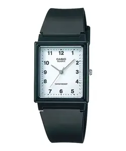 Casio Men’s Black Rectangular Analog Watch with White Dial - MQ-27-7B