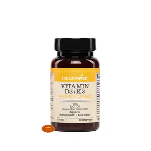 NatureWise Vegan Vitamin D3 + K2 with Organic Coconut MCT Oil Mini Softgels - Organic D3 5000IU + Natural K2 100mcg - High Absorption Bone Support - Soy & Gluten Free - USA Manufactured