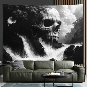 Skull Tapestry Gothic Backdrop Dark Art Theme Wall Hanging Photography Background Aesthetic Decor for Living Room Bedroom Indoor Outdoor Party Decoration