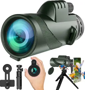 80x100 Monocular-Telescope High Powered for Smartphone Monoculars for Adults High Definition Monocular Telescope for Stargazing Hunting Wildlife Bird Watching Travel Camping Hiking Portable Cellphone