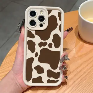Vintage White Minimalist Cow Print Phone cases Case Compatible with iPhone 17 Pro Max 16 16e 15 14 Plus 13 12 Mini 11 Air X XS Pattern TPU Lens Protection Durable Soft Cover Gift 2D printing