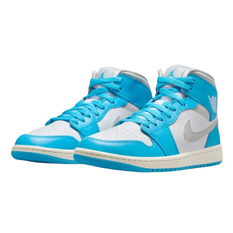 Nike Air Jordan 1 Mid Dark Powder Blue White Sail Neutral Grey BQ6472-400 Womens Fashion Shoes