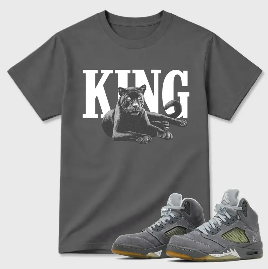 Tee Shirt Matching AJ 5 Wolf Grey, 5 Wolf Grey Matching Sneaker T Shirt, 5 Wolf Grey Graphic Tee, 100% Cotton, Unisex Top, Casual Everyday Wear