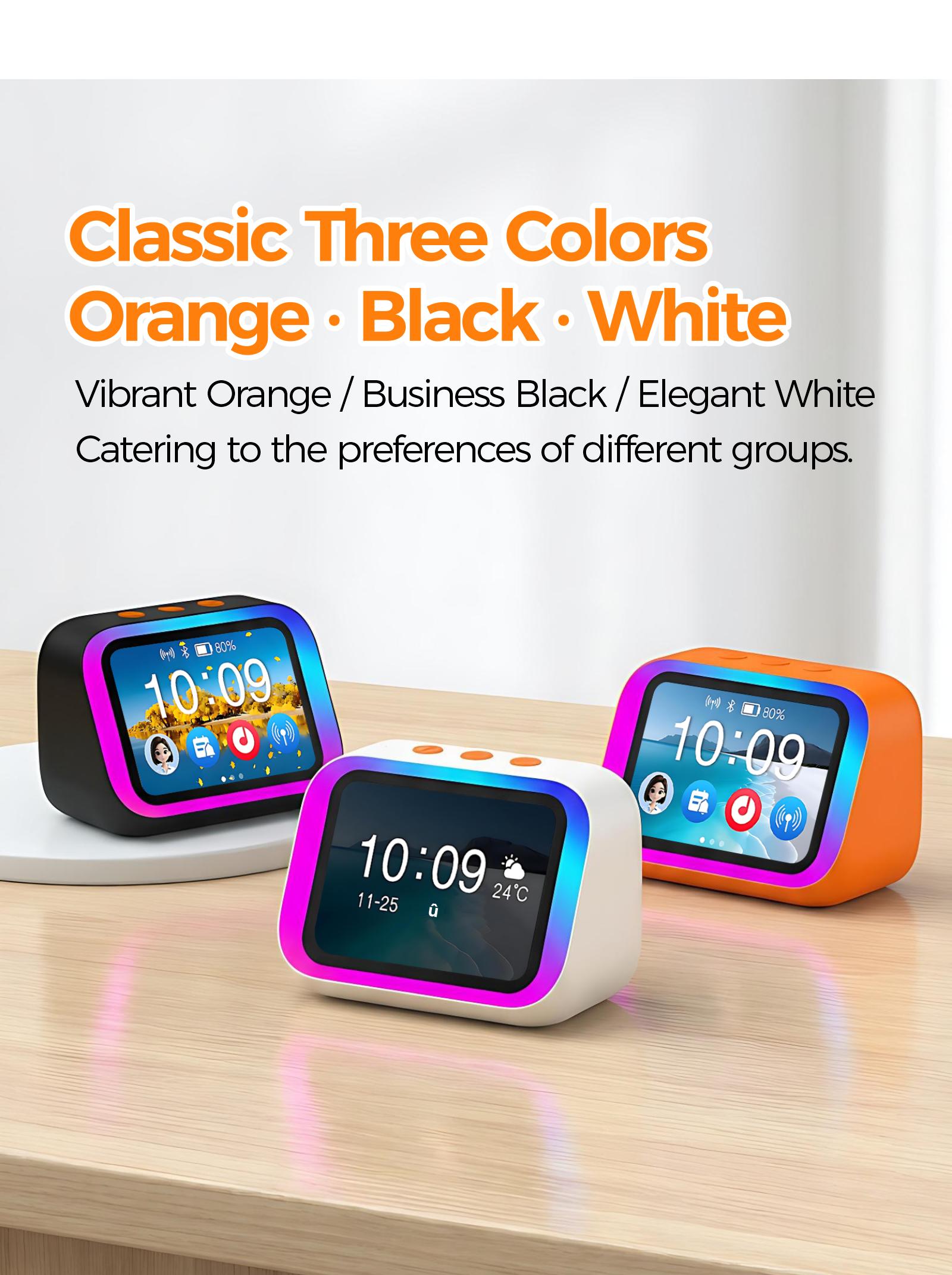 All in 1 Smart Desktop Screen Speaker | Bluetooth 5.4, AI Control, Weather Display & Custom Photo Frame | RGB Smart Alarm Clock for Bedroom