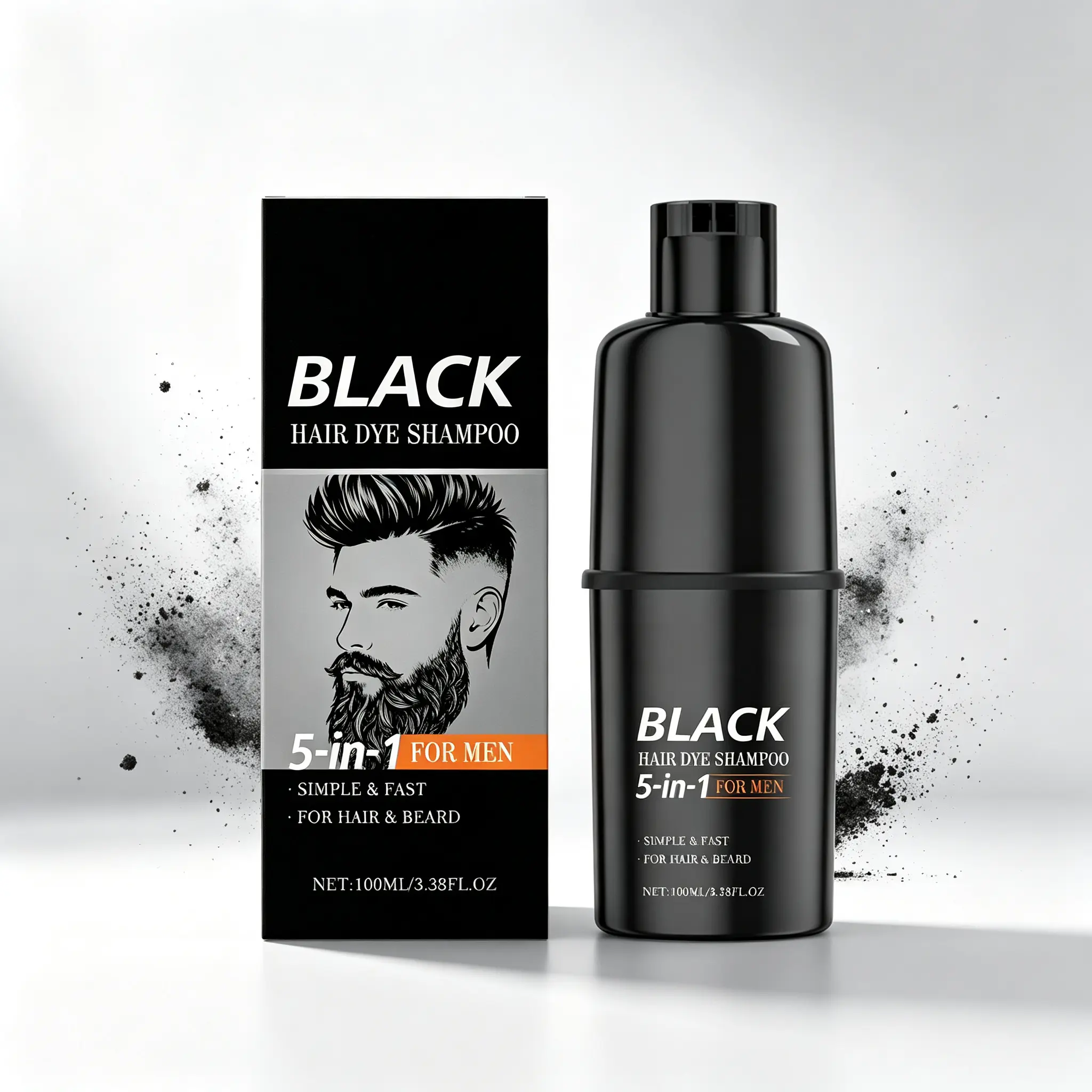 Hoygi Black Hair Dye Shampoo for Men – 5-in-1 Formula, Covers Gray Hair & Beard, Easy At-Home Use 100ml