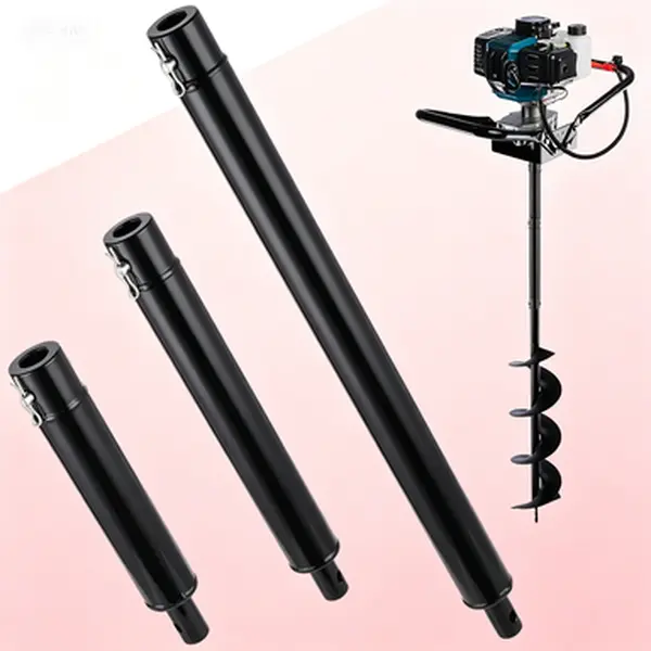 Heavy Duty Iron Extension Drill Bit Set, 3-Piece Auger Bar with 3/4 in Shaft, Anti-Corrosion Earth Auger Extension Rod, Effortless-to-Connect Garden Spiral Hole Digger Accessory for Post Hole Replacement
