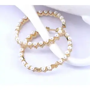 Zigzag Pearl Hoops