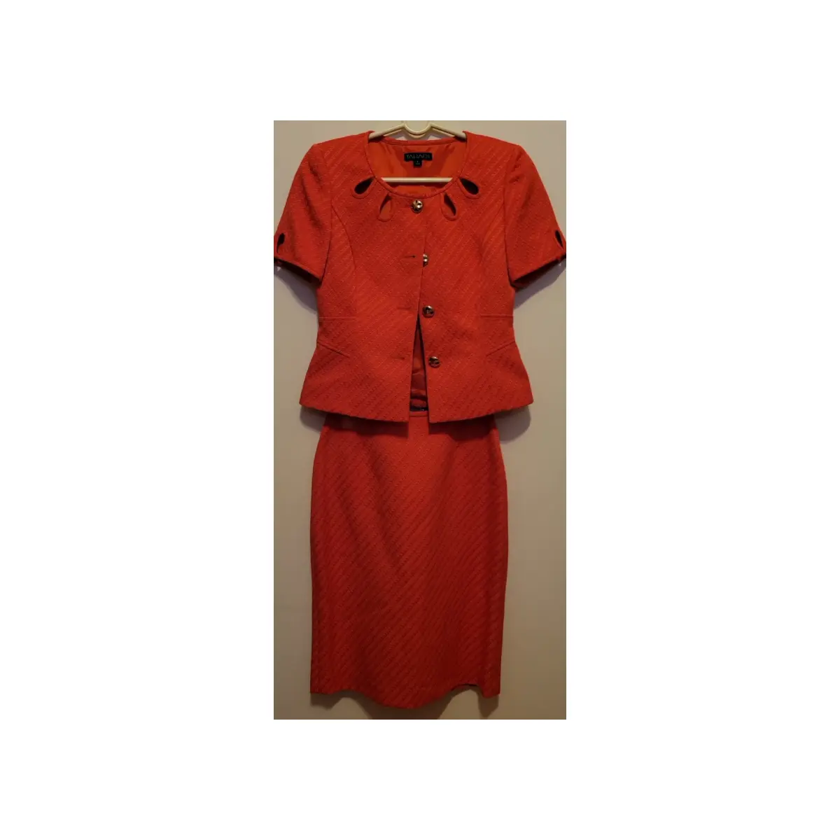 Tahari Red Elegant Matching Skirt Set Women's Size 2 Church Wedding Outfit