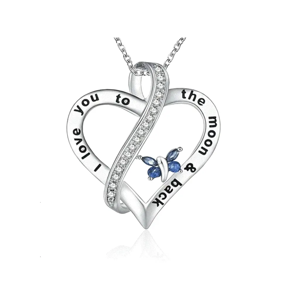 I Love You To The Moon And Heart Shape Pendant Necklace Cute Butterfly Ladybug Charms For Women