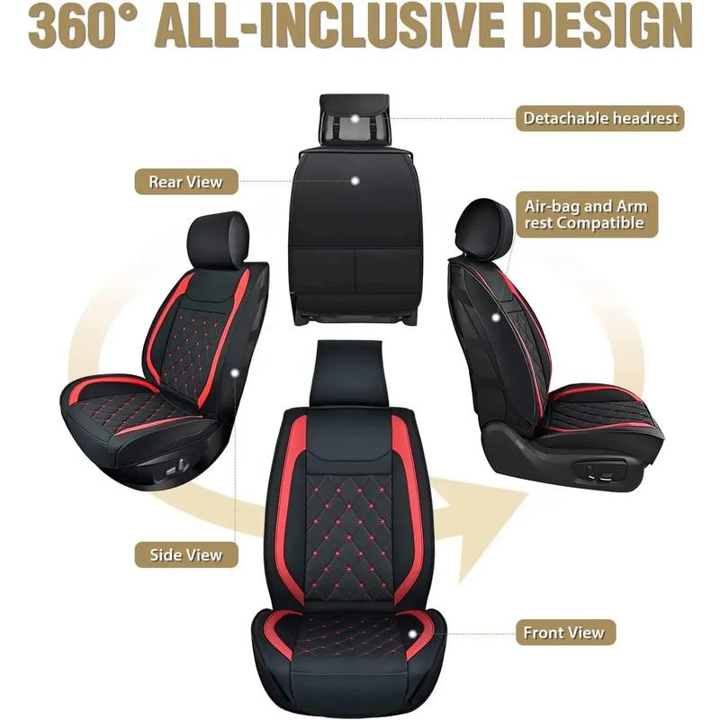 Nilight Hyundai Honda Accord Kia Civic Corolla Camry CRV RAV4 Fusion 5 Seat Covers (Full Set, Black Red)