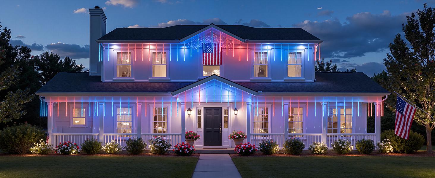 Smart Meteor Shower Lights Outdoor, 16Tube 256LED 24.6ft Color Changing Dripping Icicle Christmas Lights for Outdoor Outside, APP Controlled RGB Customize Display DIY Dynamic Lighting Effec Smart Meteor Shower Lights Outdoor, 16Tube 256LED 24.6ft Color Changing Dripping Icicle Christmas Lights for Outdoor Outside, APP Controlled RGB Customize Display DIY Dynamic Lighting Effec