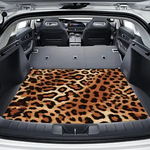 1Pc car trunk pad, leopard print pattern design, non-slip, wear-resistant, washable, keep the car clean and tidy, universal, pet pad, car interior accessories.