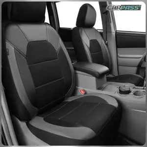 CAR PASS Leather Car Seat Covers Front Seats Only, with Air Mesh Front Seat Covers Breathable,Fit Most Cars,SUV,Truck,Van Airbag Compatible