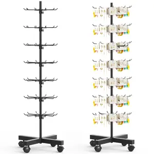 Retail Rotating Display Stand 7 Tier, Display Rack with for Store Display Movable Shop, Display Spinner Stand for Snacks Jewelry Keyring Hats Socks Toys