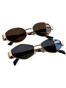 Women's Oval Fashion Metal Frame Glasses, Daily Wear, Beach Accessory, 2 Pairs, Stylish and Comfortable Eyewear