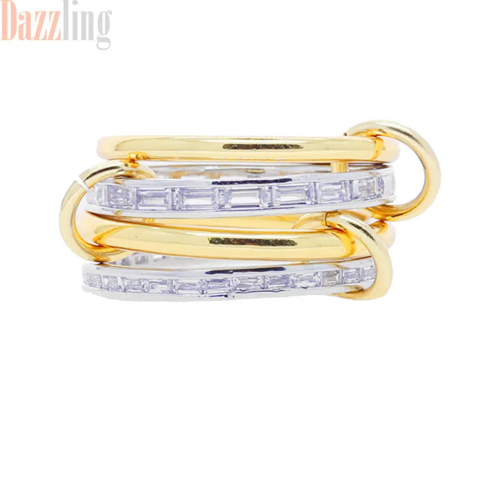 Bicolor square zirconia 4 ring