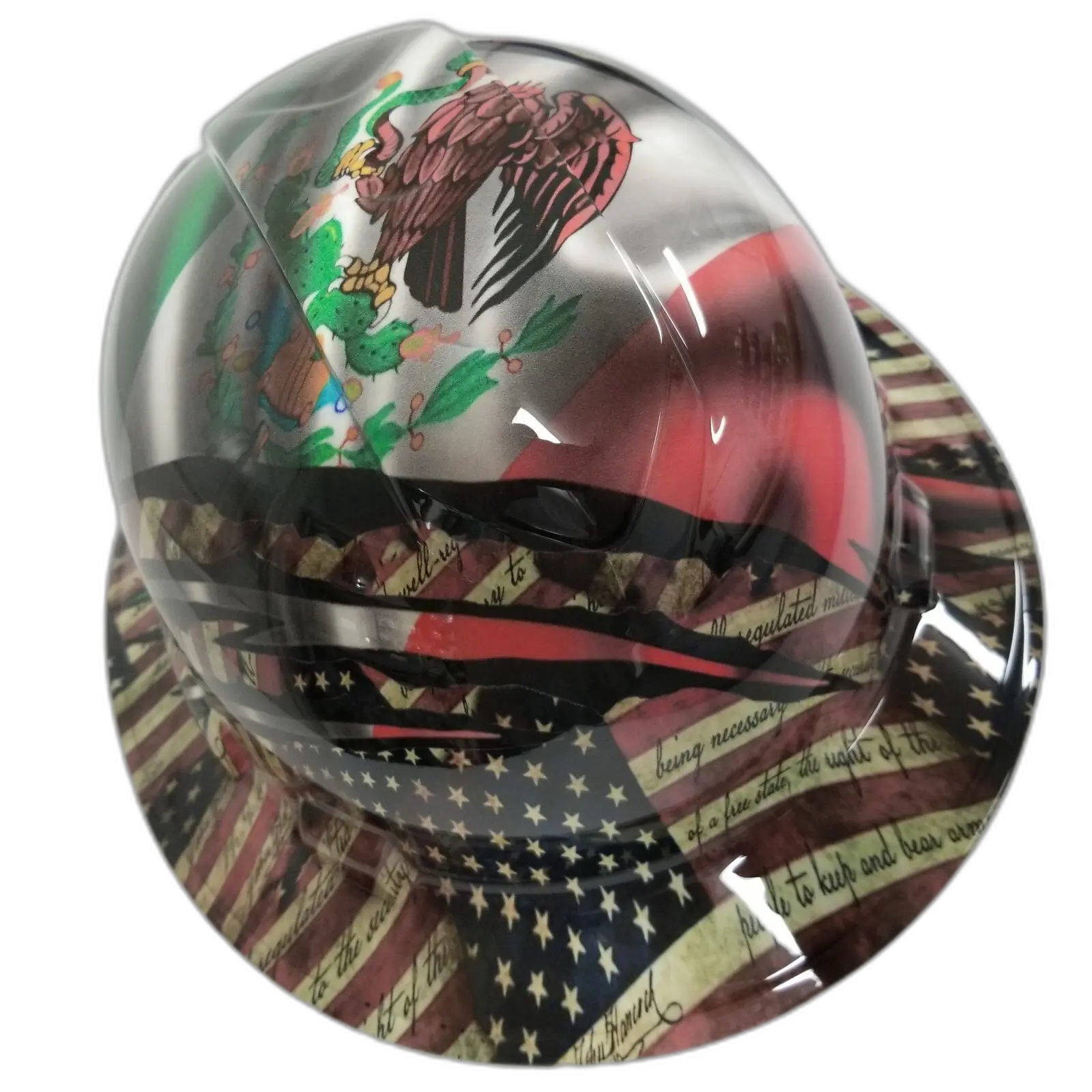 Mexican American Dual Heritage - Custom Hydro Dipped Full Brim Hard Hat